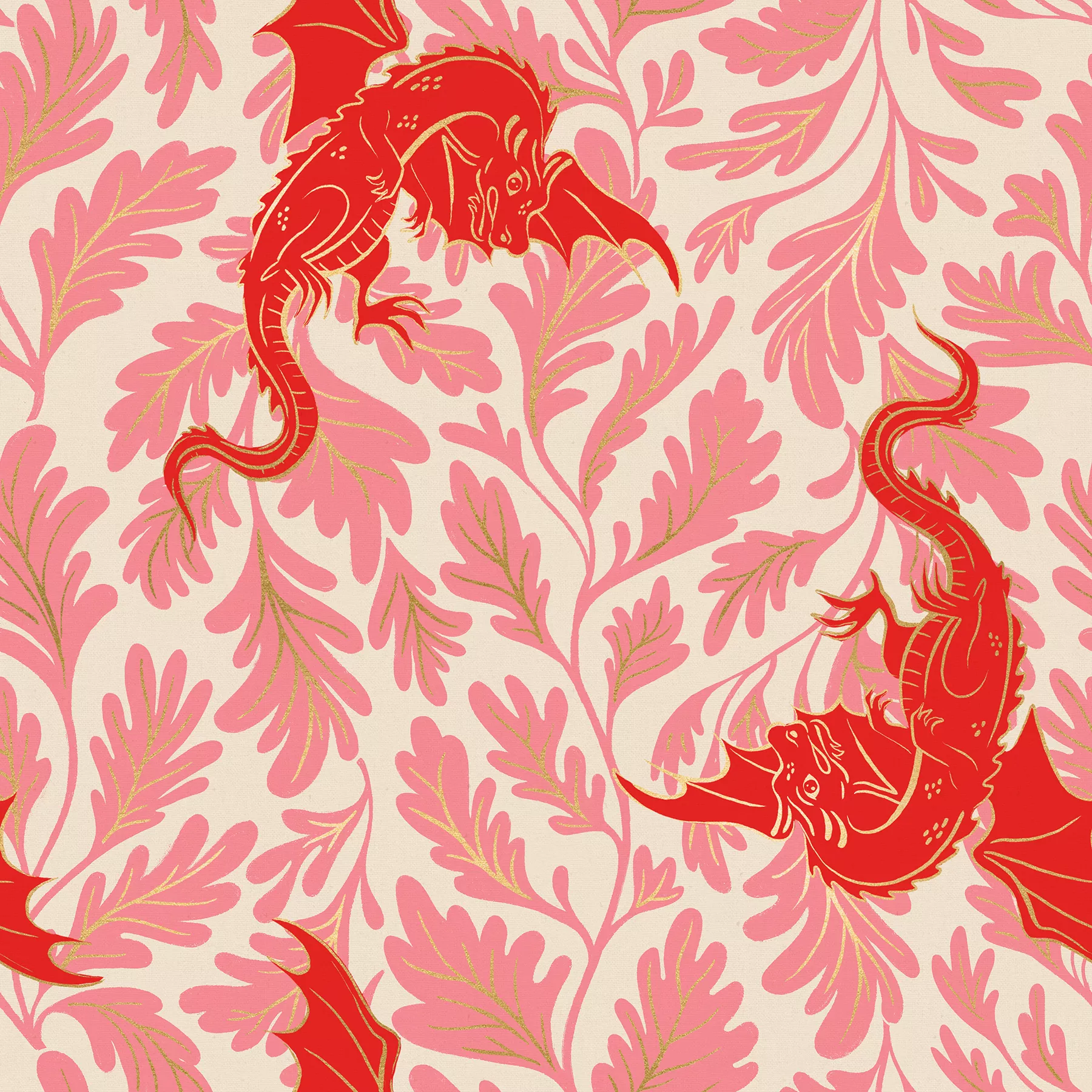 Dragon Lair - Canvas - Dark Ruby - Fireglow - Sarah Watts