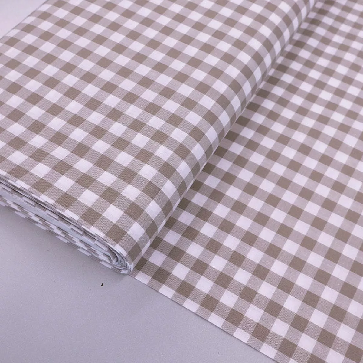 Dressmaking Cotton Gingham – Wide Width – Putty and White