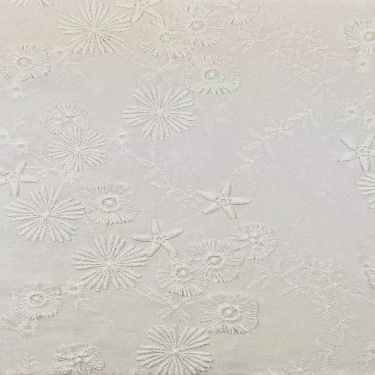 Embroidered Daisy Voile Off White