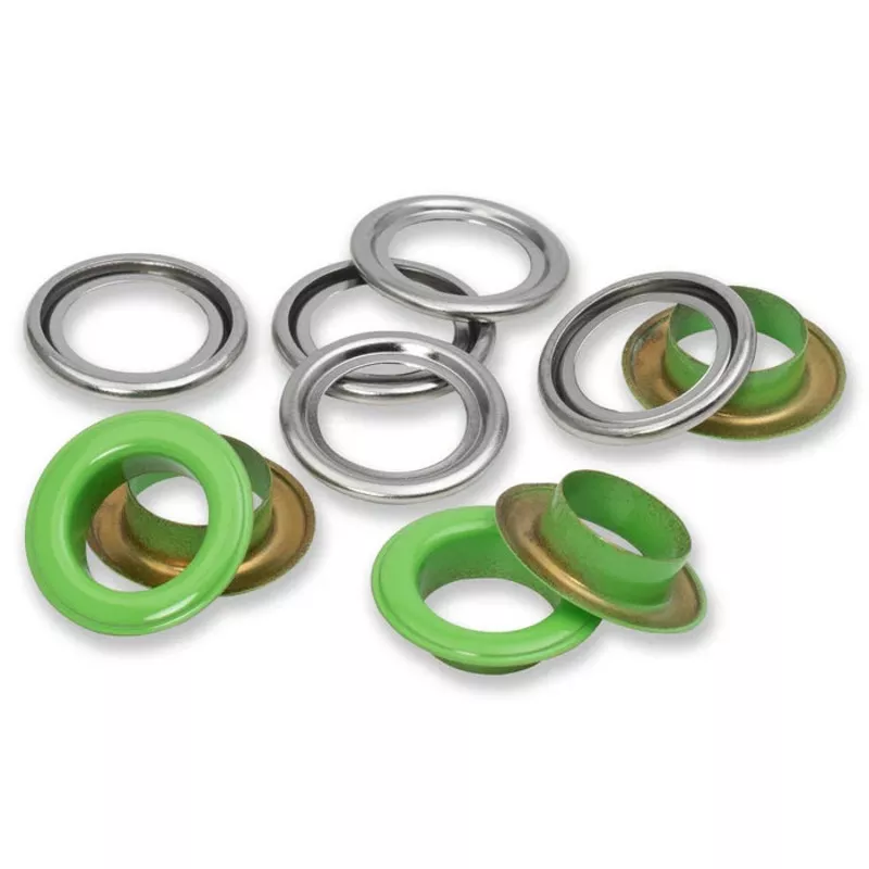 Eyelets with washers 14 mm light green 15pc