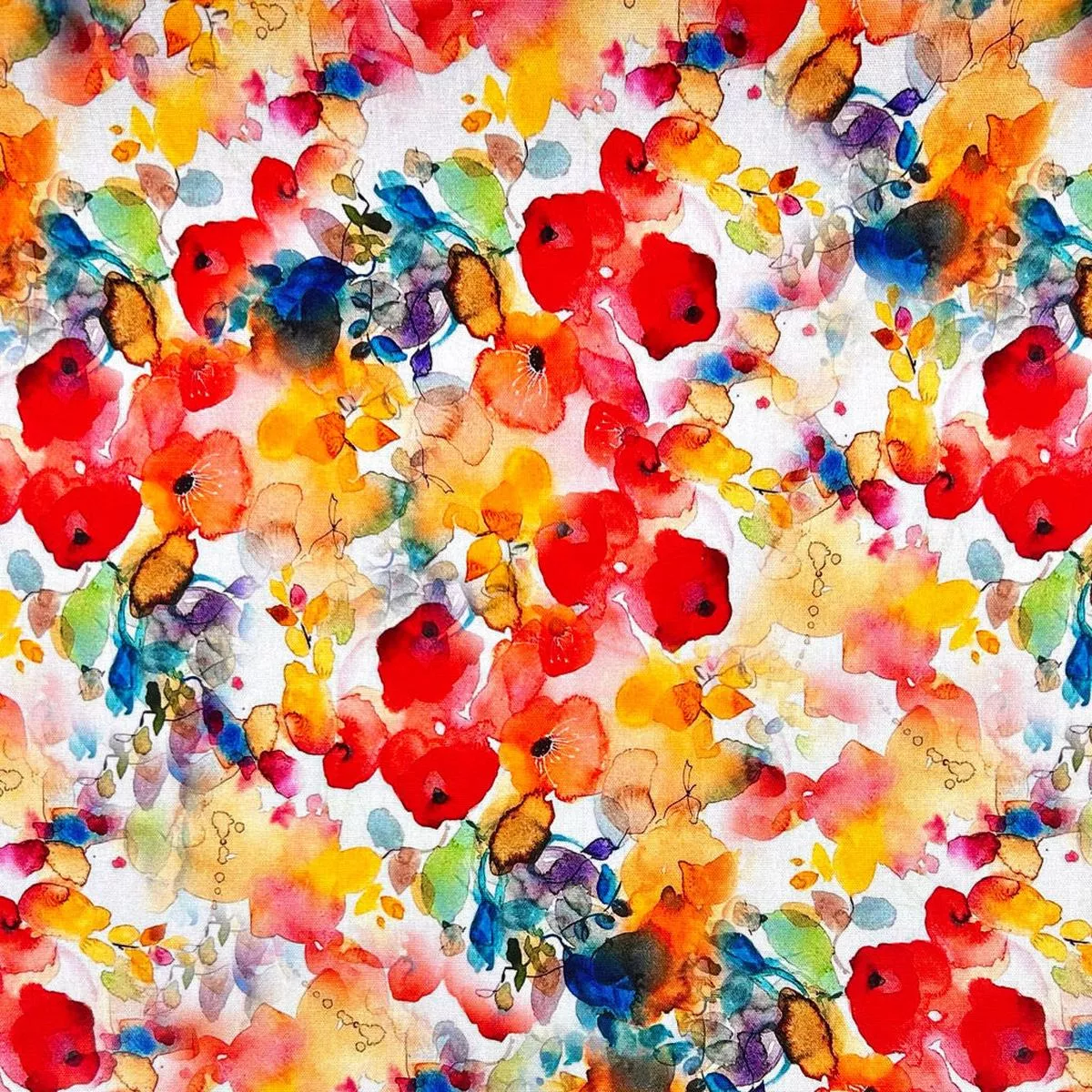 Fiery Bloom Linen Viscose Fabric