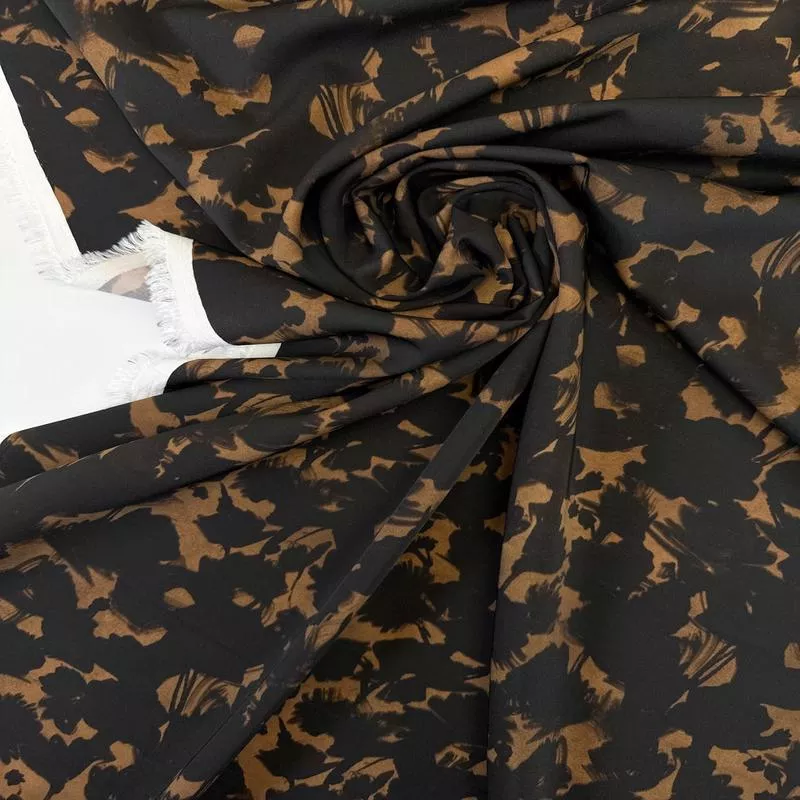 Floral Brown Polyester Twill