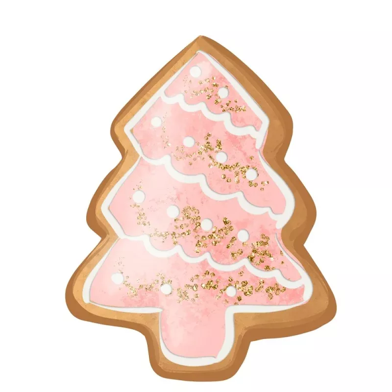 Gingerbread Tree Fabric Panel – Pink