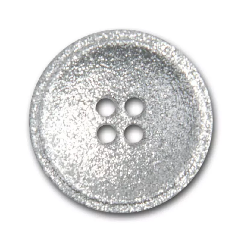 Glitter-Glitter Silver Plastic Button