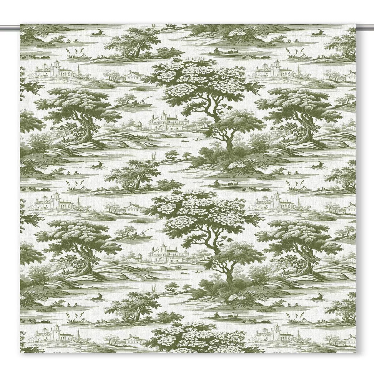 ‘Globe Emerald’ Fabric by the Yard (Fern Green/ White)