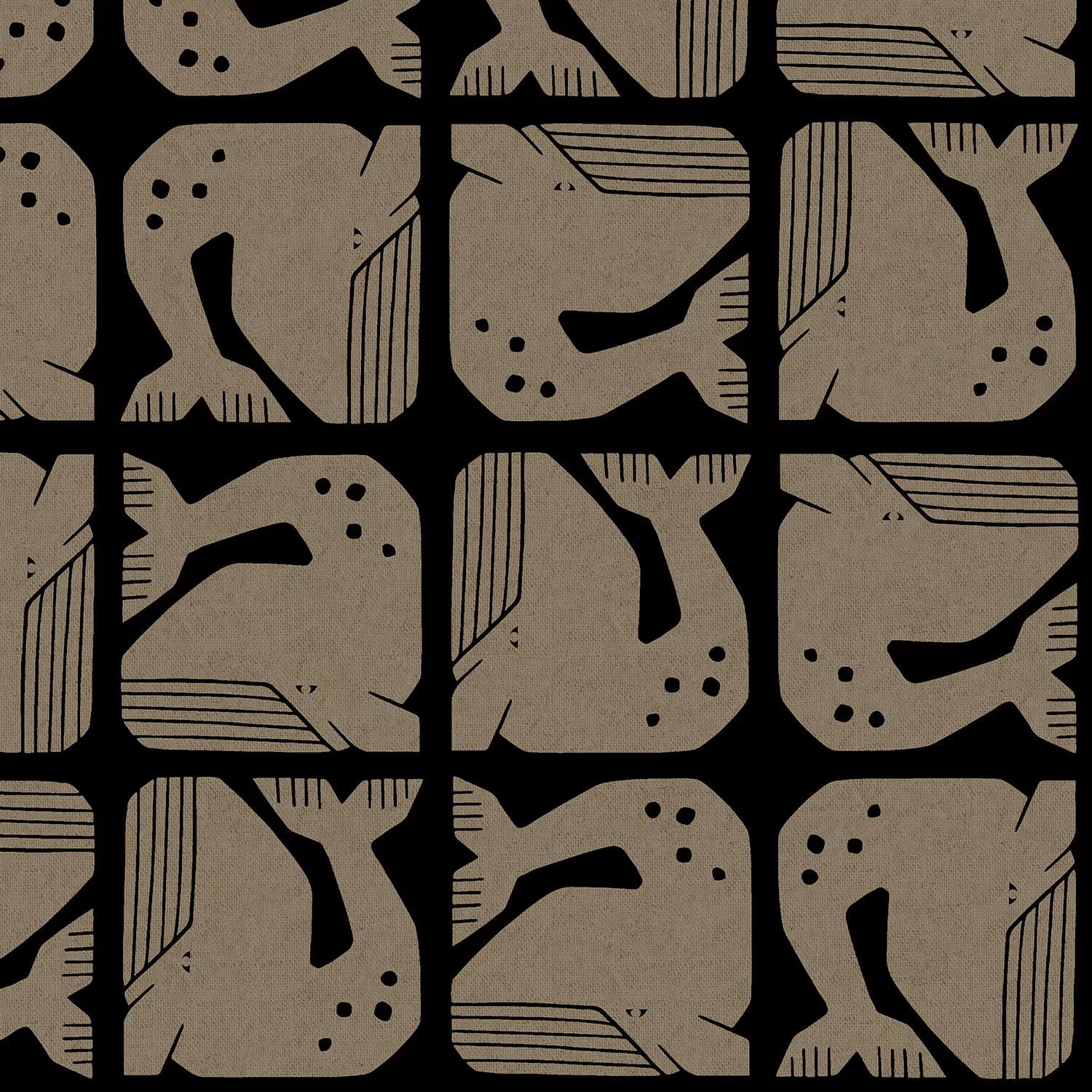 Grumpy Whale - Canvas - Black Unbleached - By The Seaside
