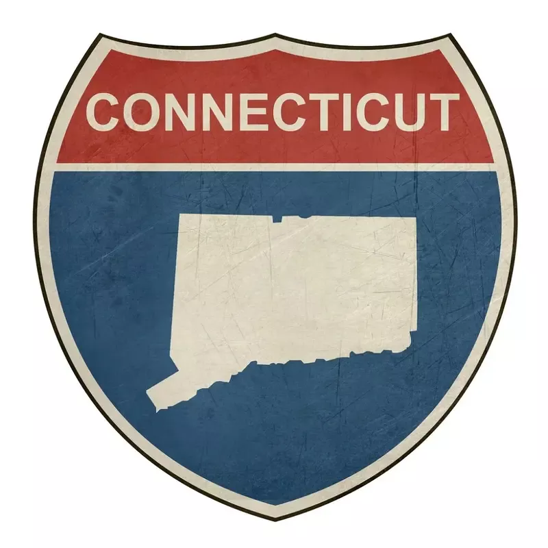 Grunge Highway Sign Fabric Panel – Connecticut