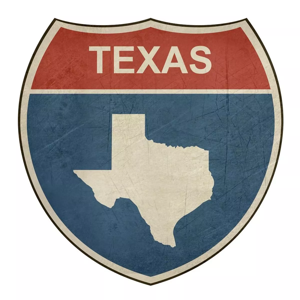 Grunge Highway Sign Fabric Panel – Texas