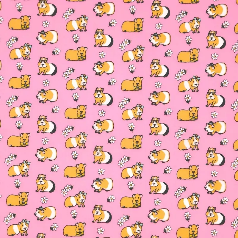 Guinea Pigs – Pink – Polycotton Fabric