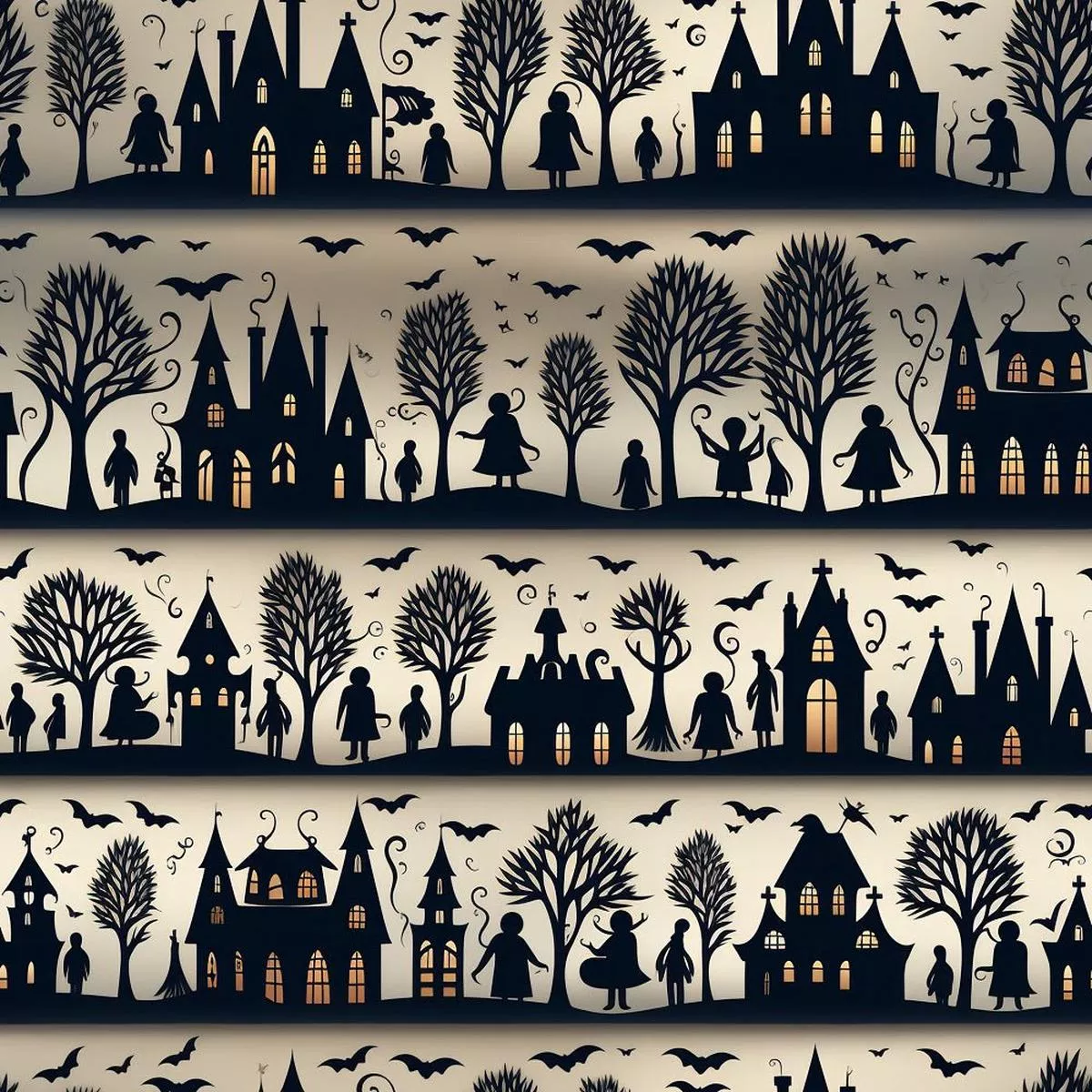 Halloween Silhouettes Pattern #4 Fabric