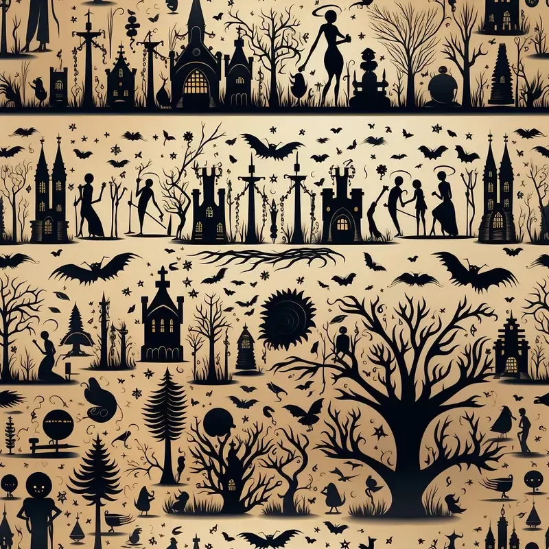 Halloween Silhouettes Pattern #5 Fabric