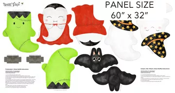 Halloween Stuffies 60" x 32" Panel 243 - Minky - White Multi