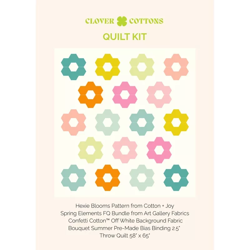 Hexie Blooms Quilt Kit | Spring Elements | 58″65″