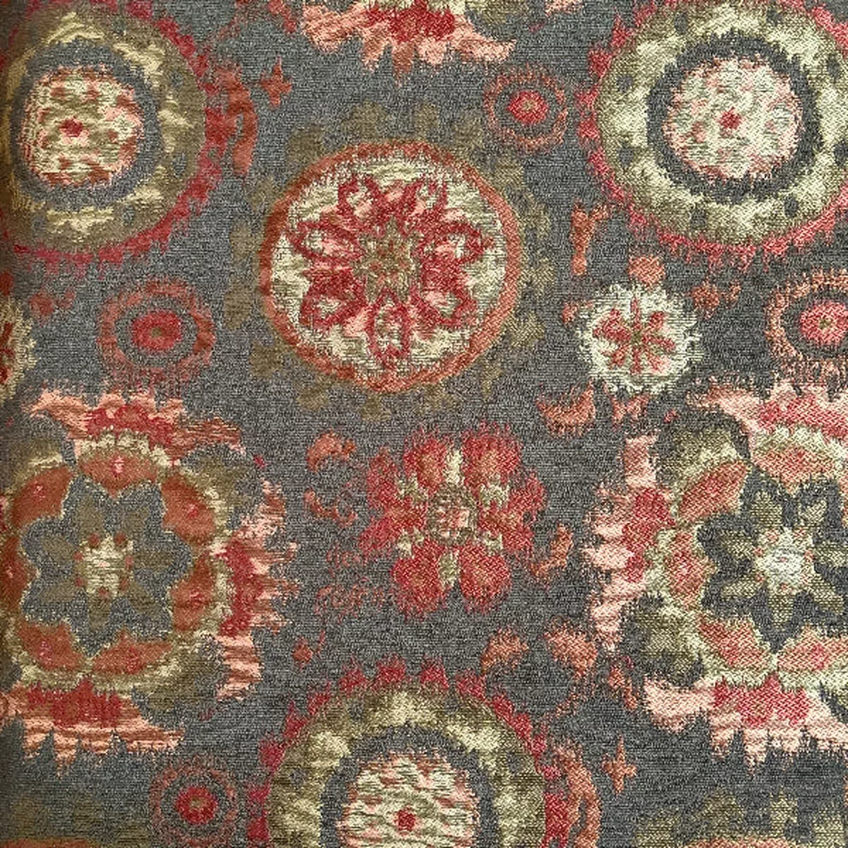 Hibiscus Discus Rust Upholstery Fabric