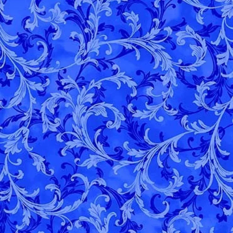 Hydrangea Dreams Spring Scroll Sapphire Blue Michael Miller Cotton Fabric