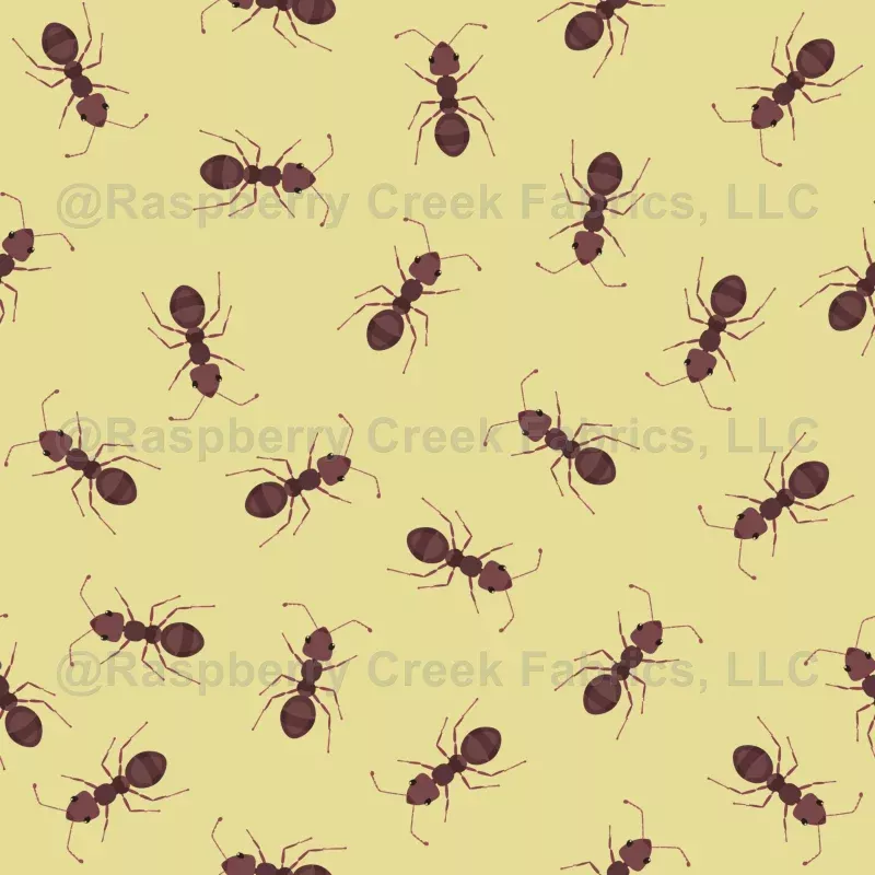 Illustrated Brown Ants on Yellow
