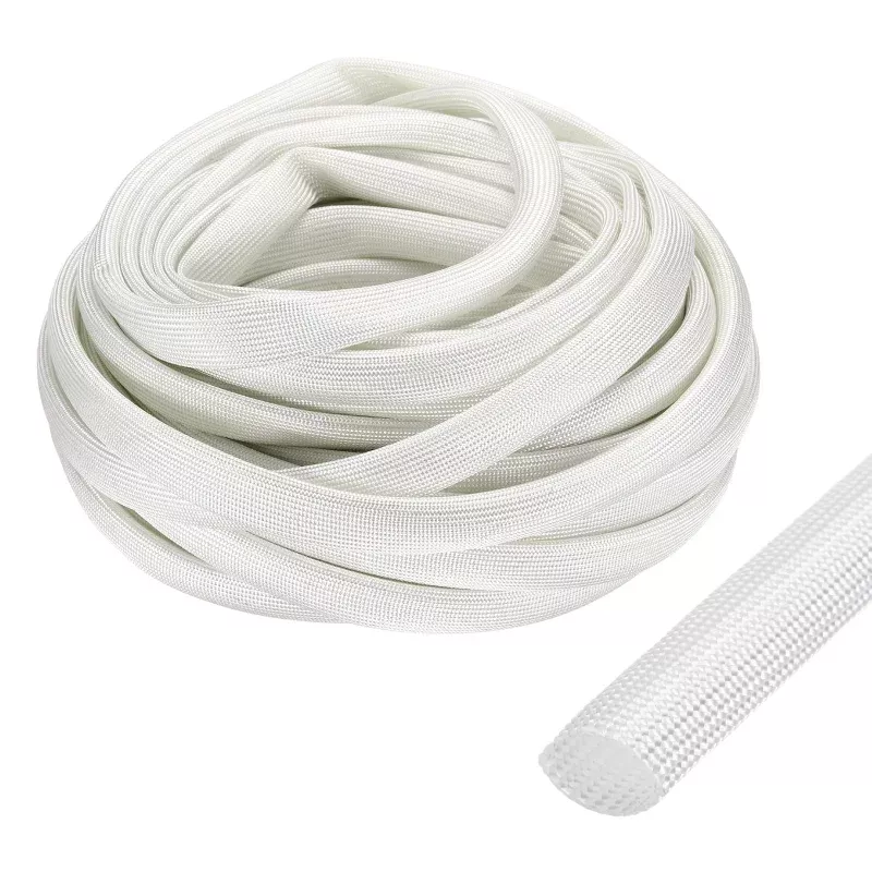 Insulation Cable Protector, 49.2Ft-12mm High TEMP Fiberglass Sleeve White