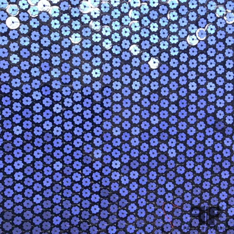 Italian Flower Sequins on Stretch Mesh – Blue