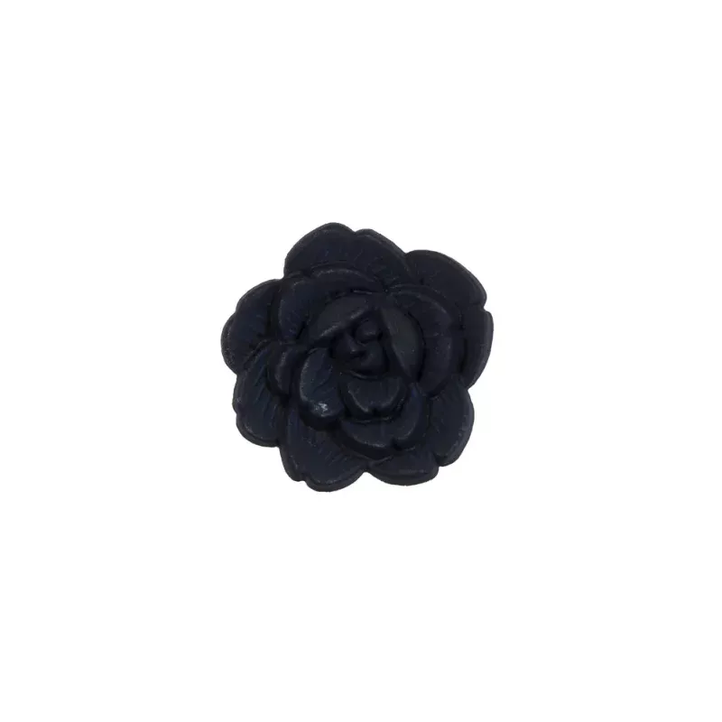 Italian Navy Flower Shank Back Button – 24L/15mm