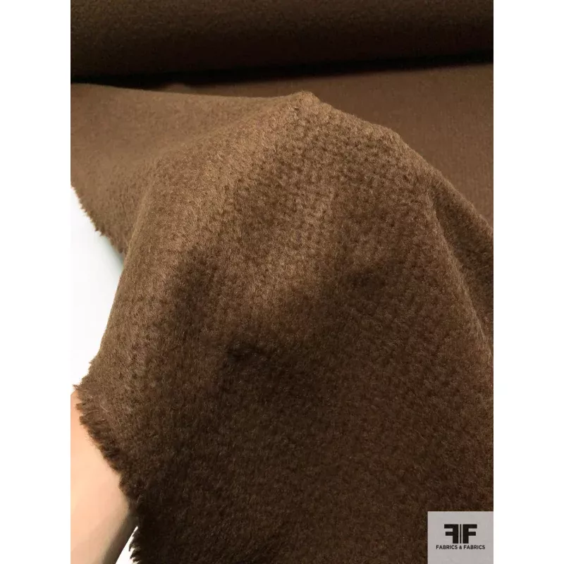 Italian Solid Boucle Brushed Wool Coating – Milk Chocolate