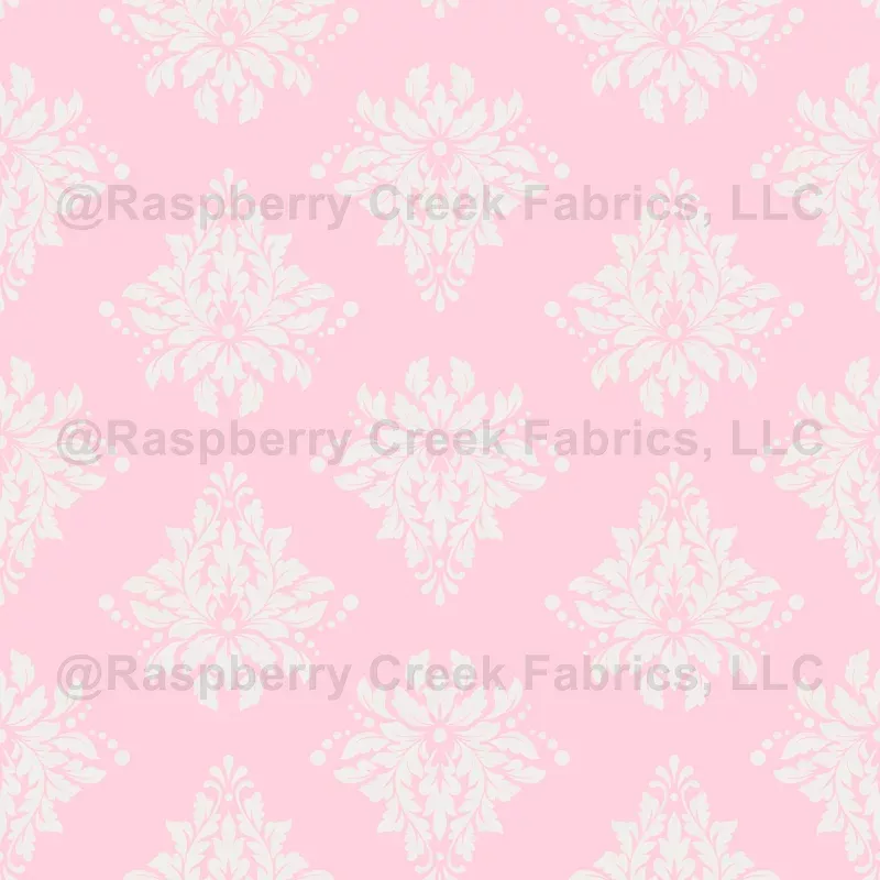 Ivory Damask on Light Pink