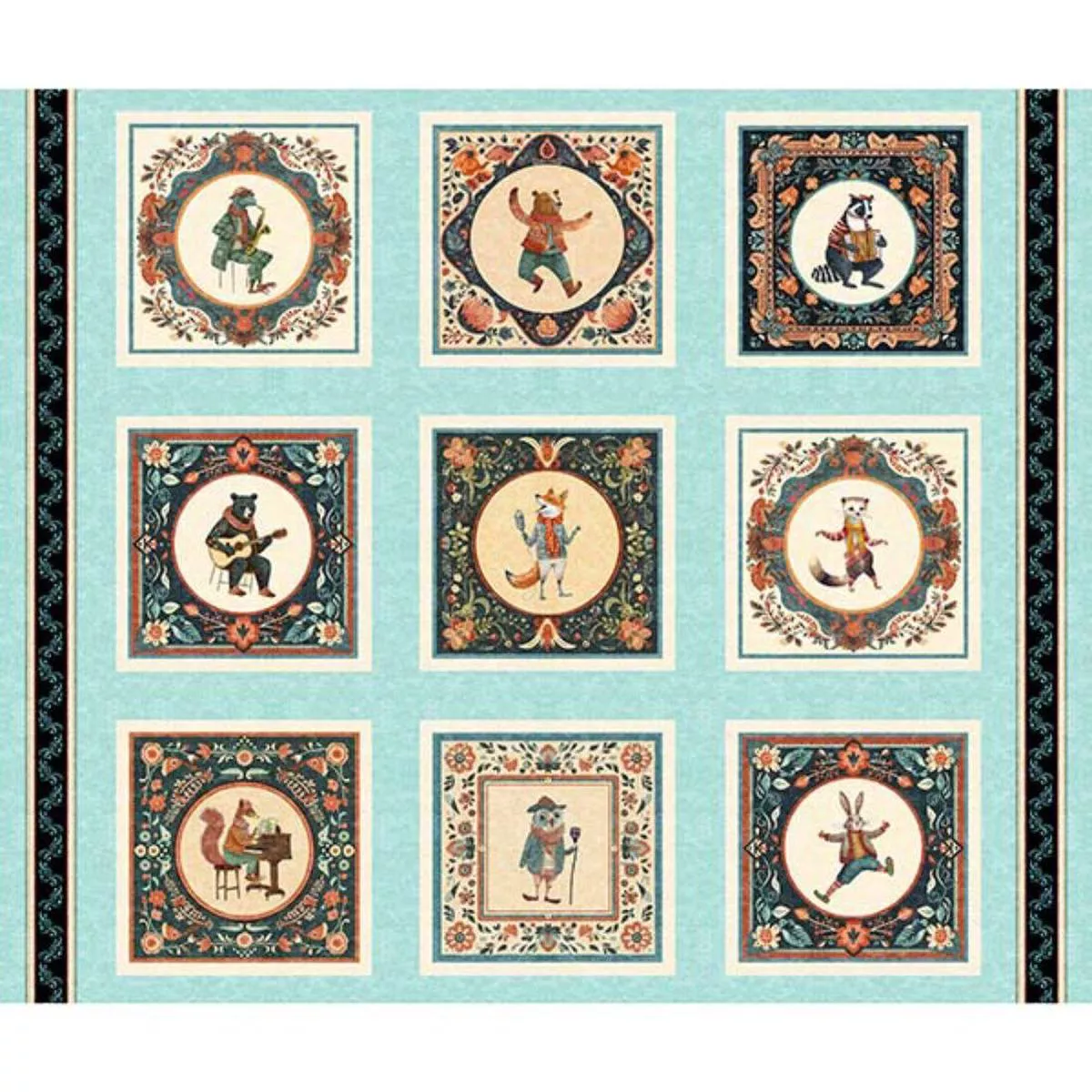 Jamboree Picture Patch Aqua 36″ Panel for Morris & Co