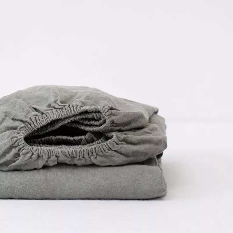 Khaki Linen Fitted Sheet