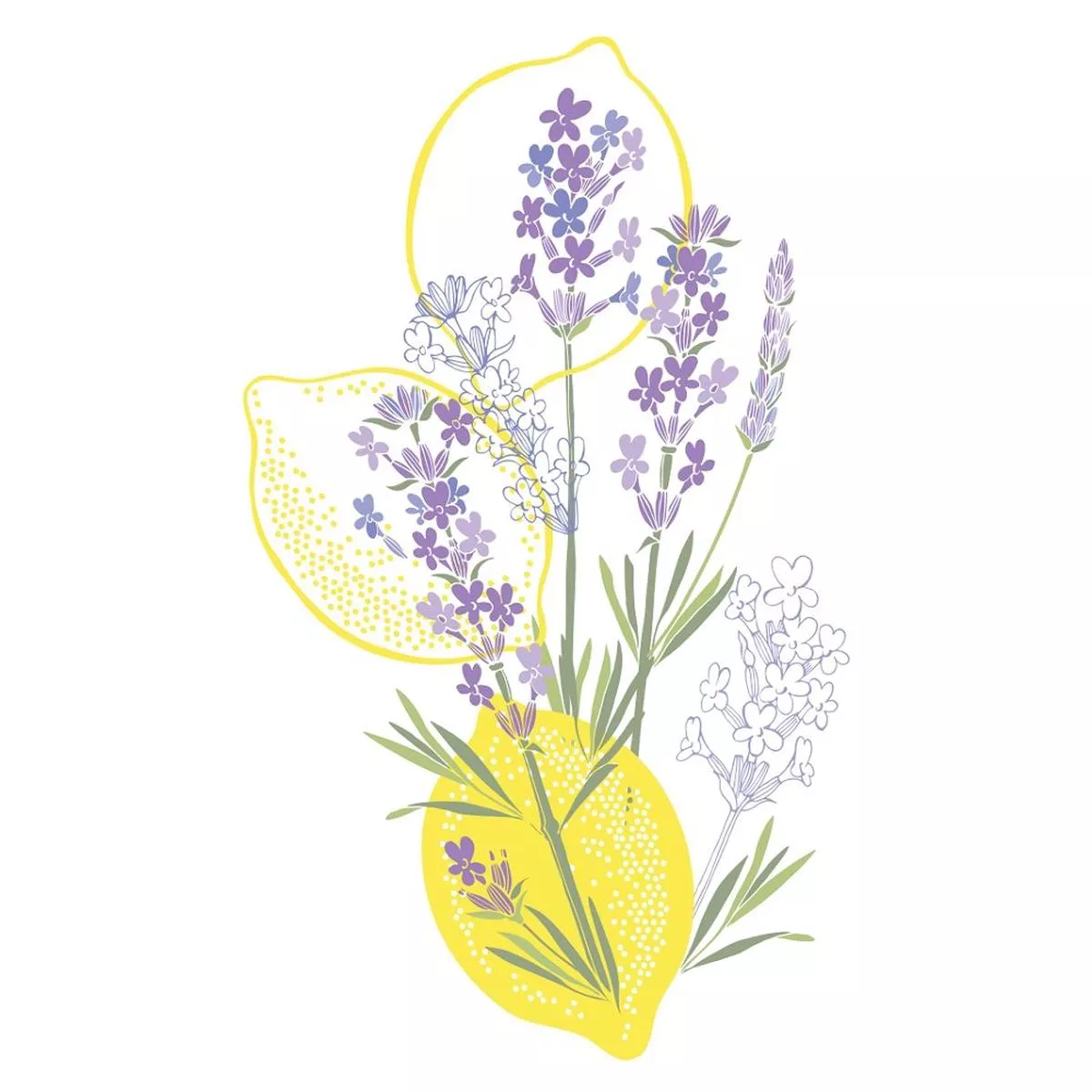 Lemon & Lavender Arrangement Fabric Panel – Variation 2