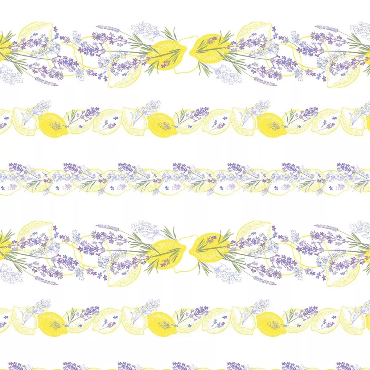 Lemons Lavender Stripes Fabric