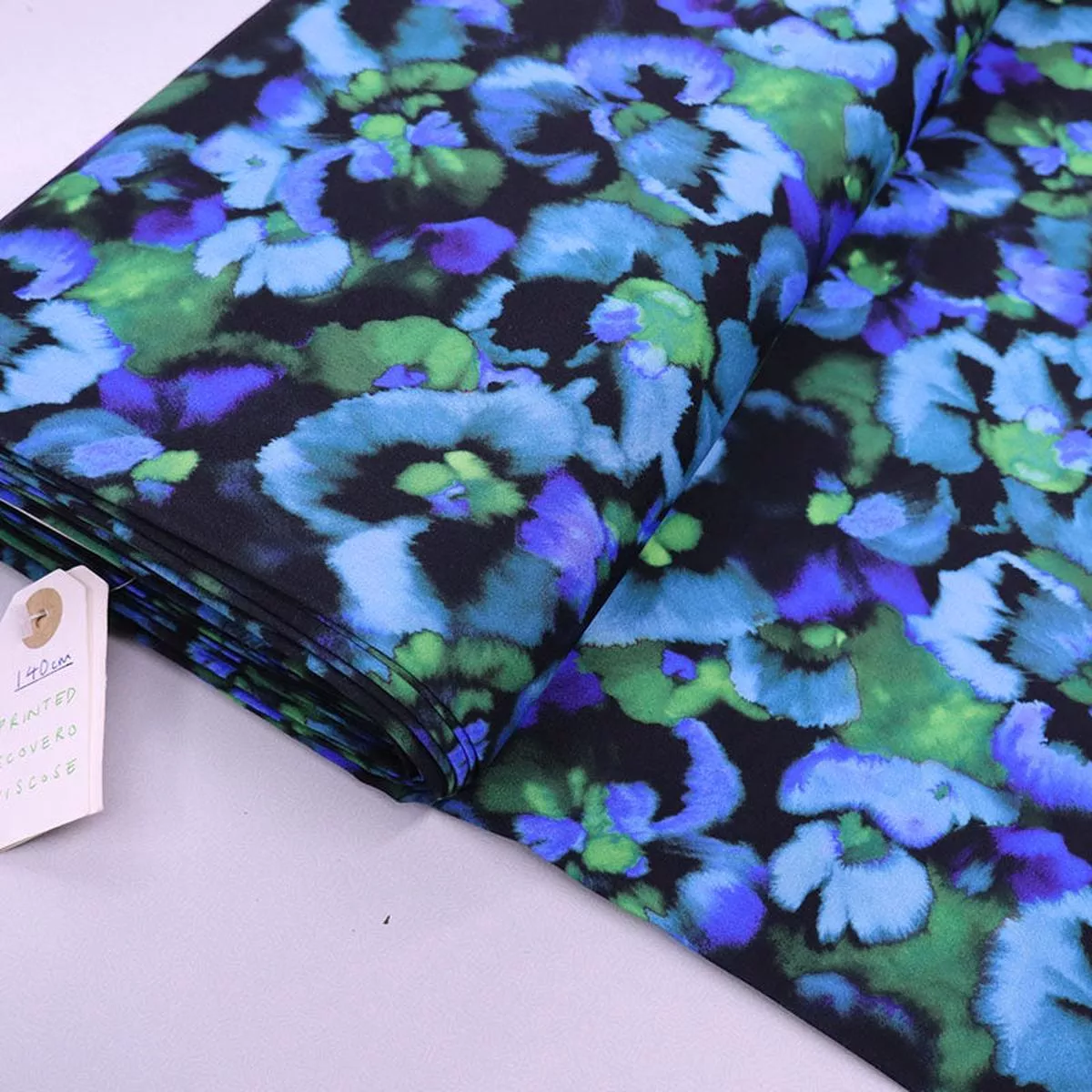 LENZING ECOVERO Viscose – Black and Blue – Blurred Pansy
