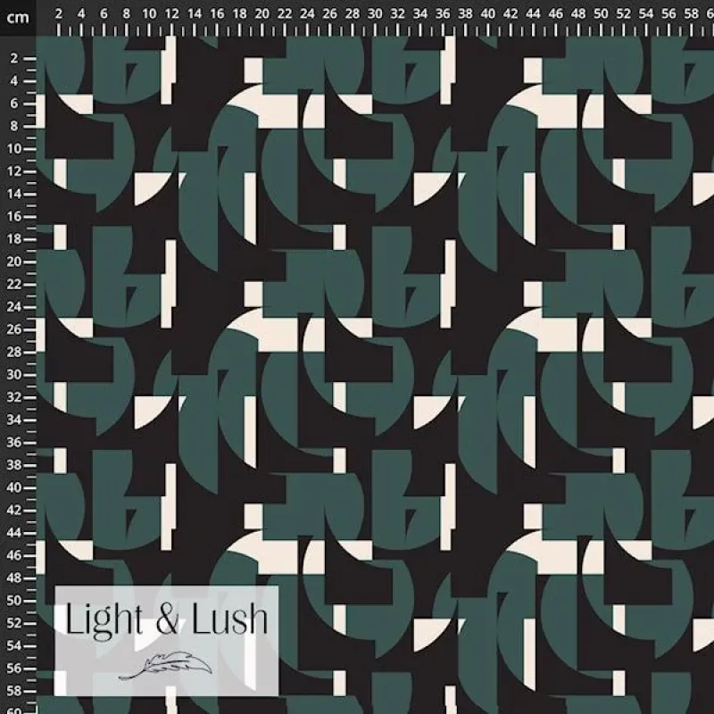 Light & Lush Viscose – Geometric – Bottle Green