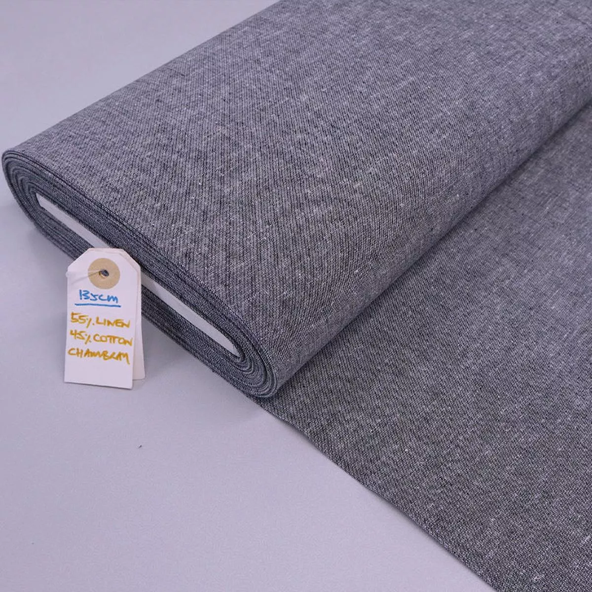 Linen and Cotton Chambray – Plain – Grey