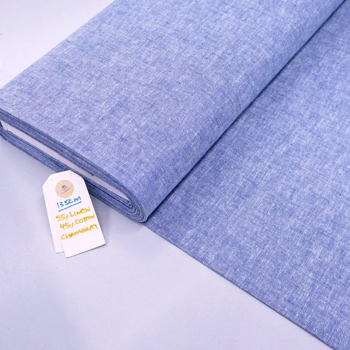 Linen and Cotton Chambray – Plain – Pale Blue