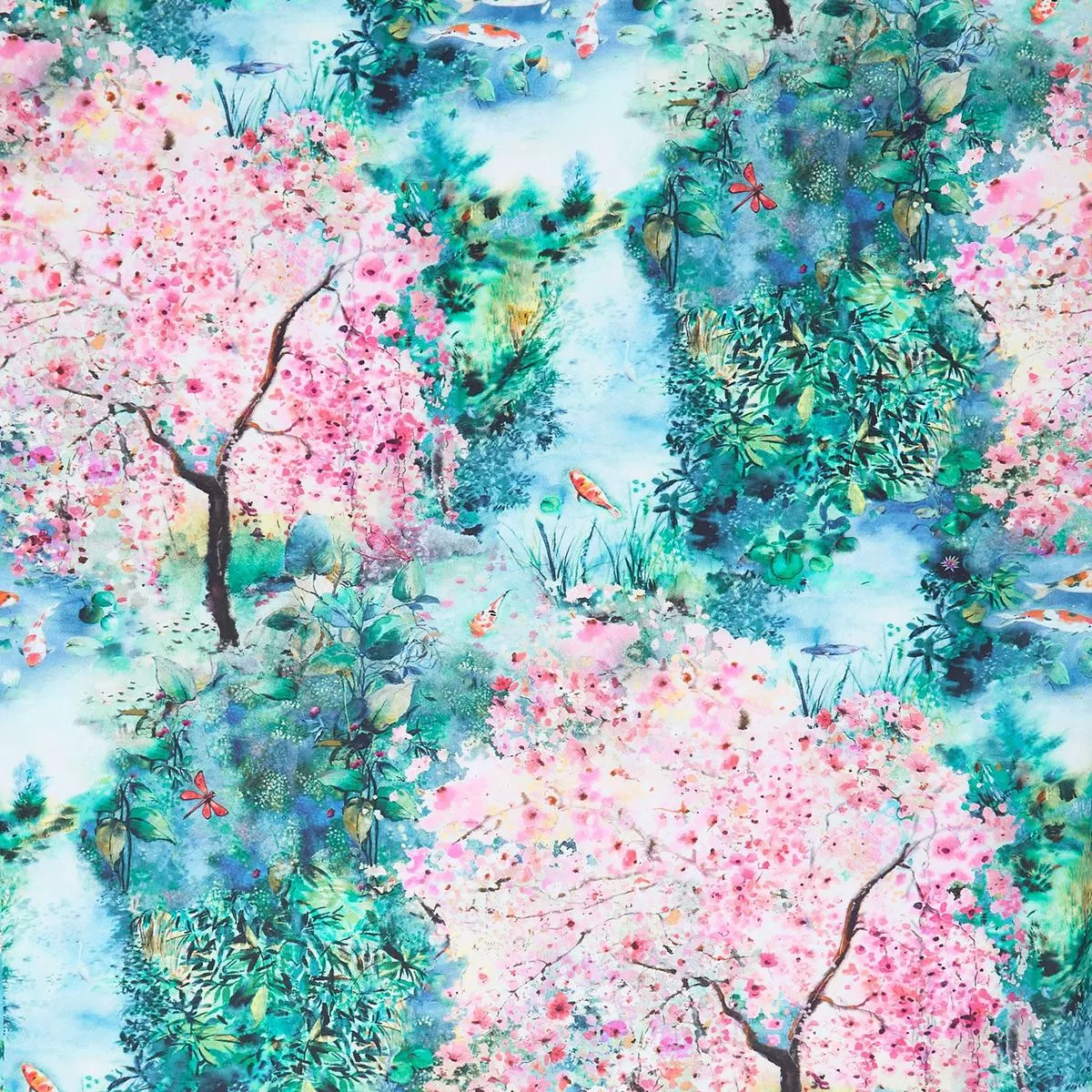 Lotus and Koi – Landscape Spring Yardage