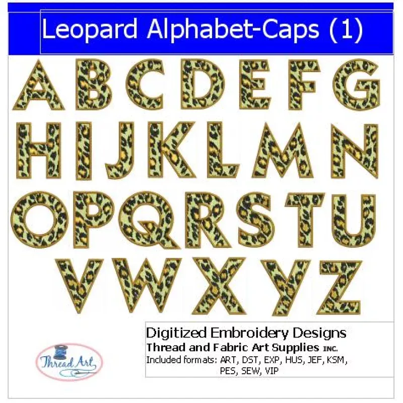 Machine Embroidery Designs – Leopard Alphabet Caps(1)