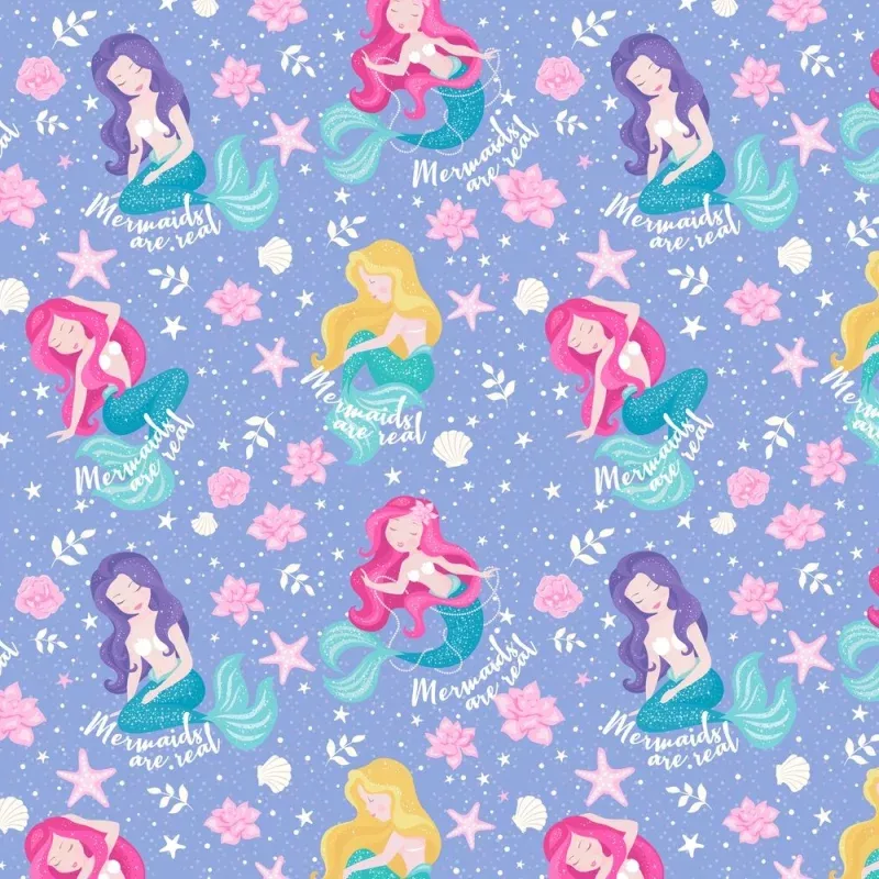 Mermaids Are Real Fabric – Purple