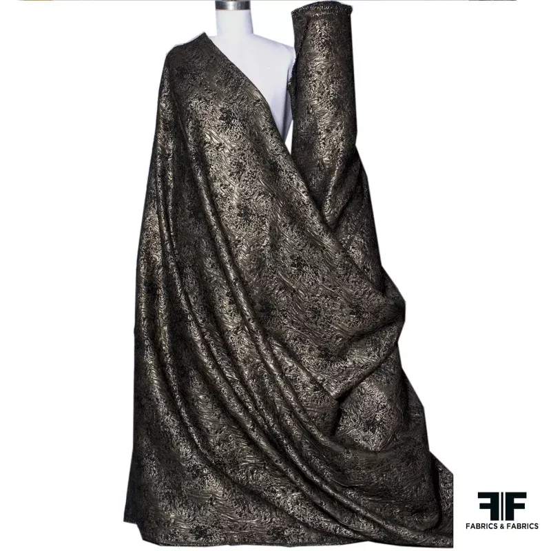 Metallic Abstract Brocade – Black/Copper/Silver