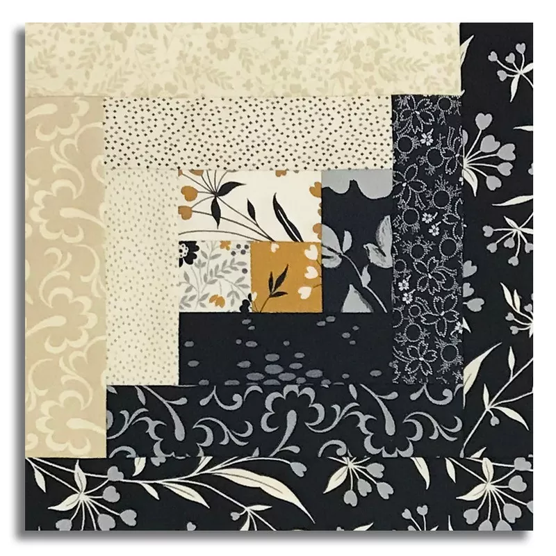 Moda Pre-cut 12 Block Log Cabin Quilt Kit – Arabesque – Midnight