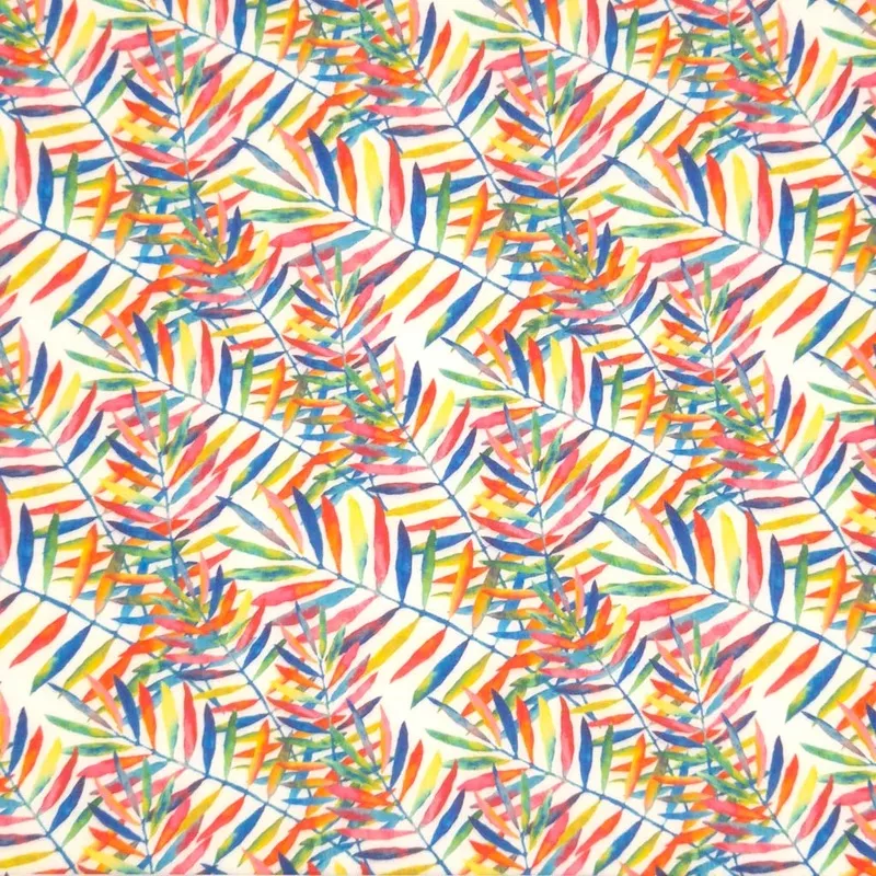 Multi Leaves – White – Polycotton