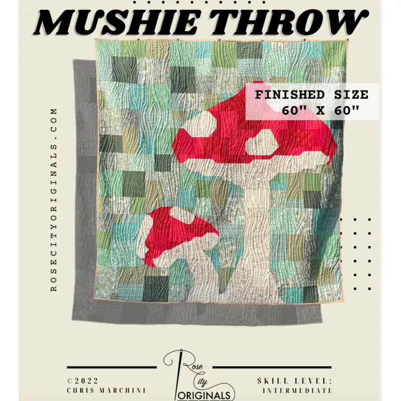 Mushie Throw – Patchwork Quilt Pattern – Printed Pattern — Rose City Originals