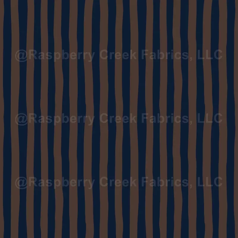 Navy Blue & Brown Wonky Stripes