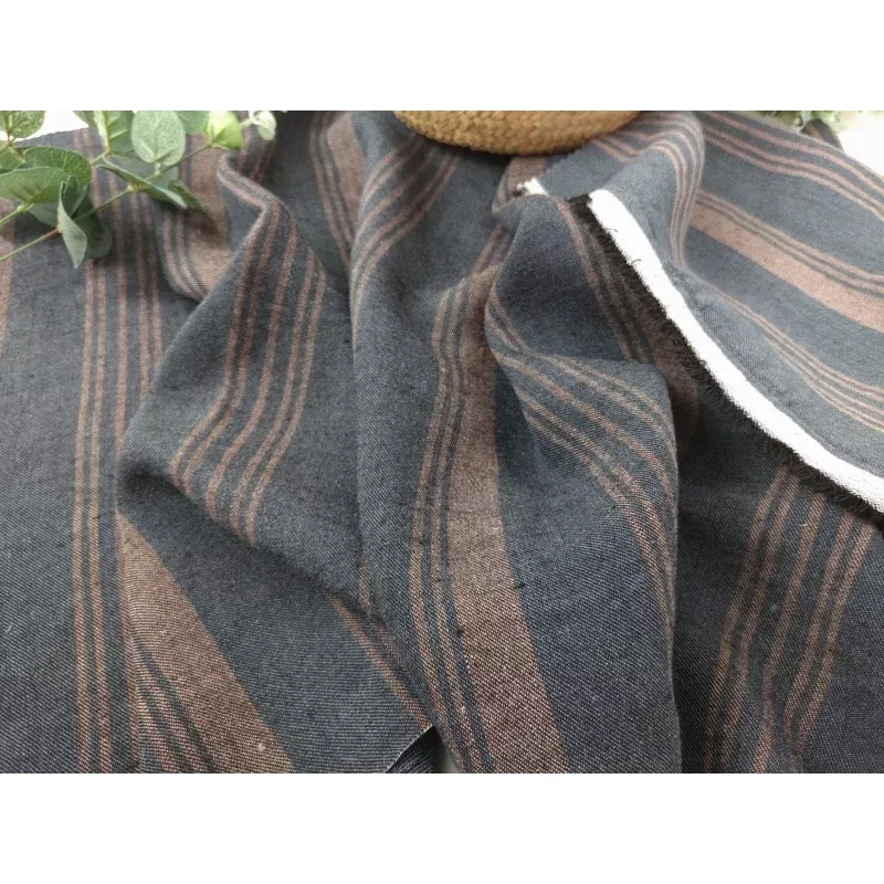 Navy Linen Rayon Twill Fabric 6661