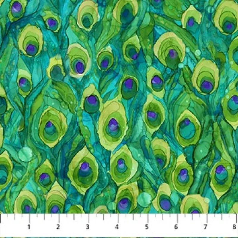 Northcott – Allure Small Feather Green – 1/2 YARD CUT