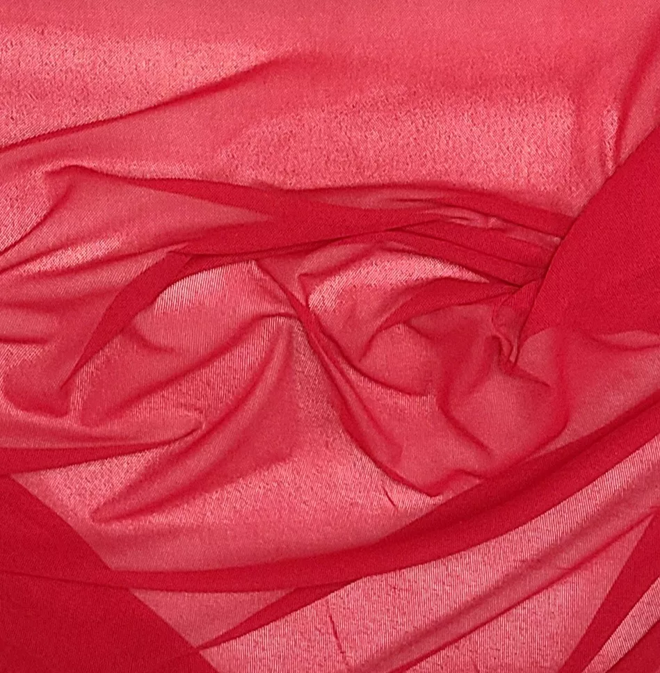 Nylon Stretch Mesh - Mesh - Red - Deadstock