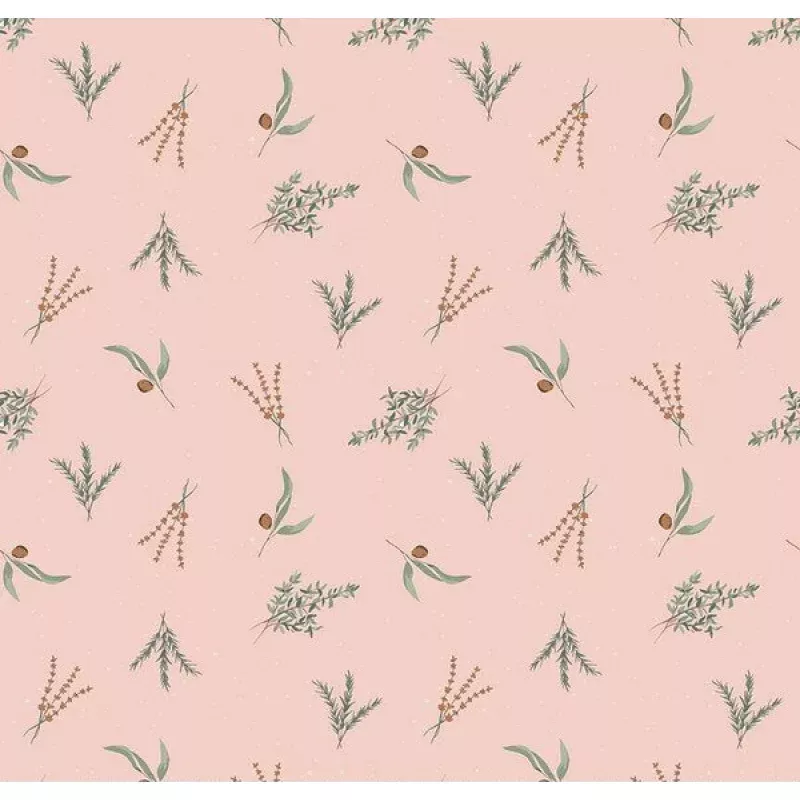 Olive Grove Herbs Pink Fabric