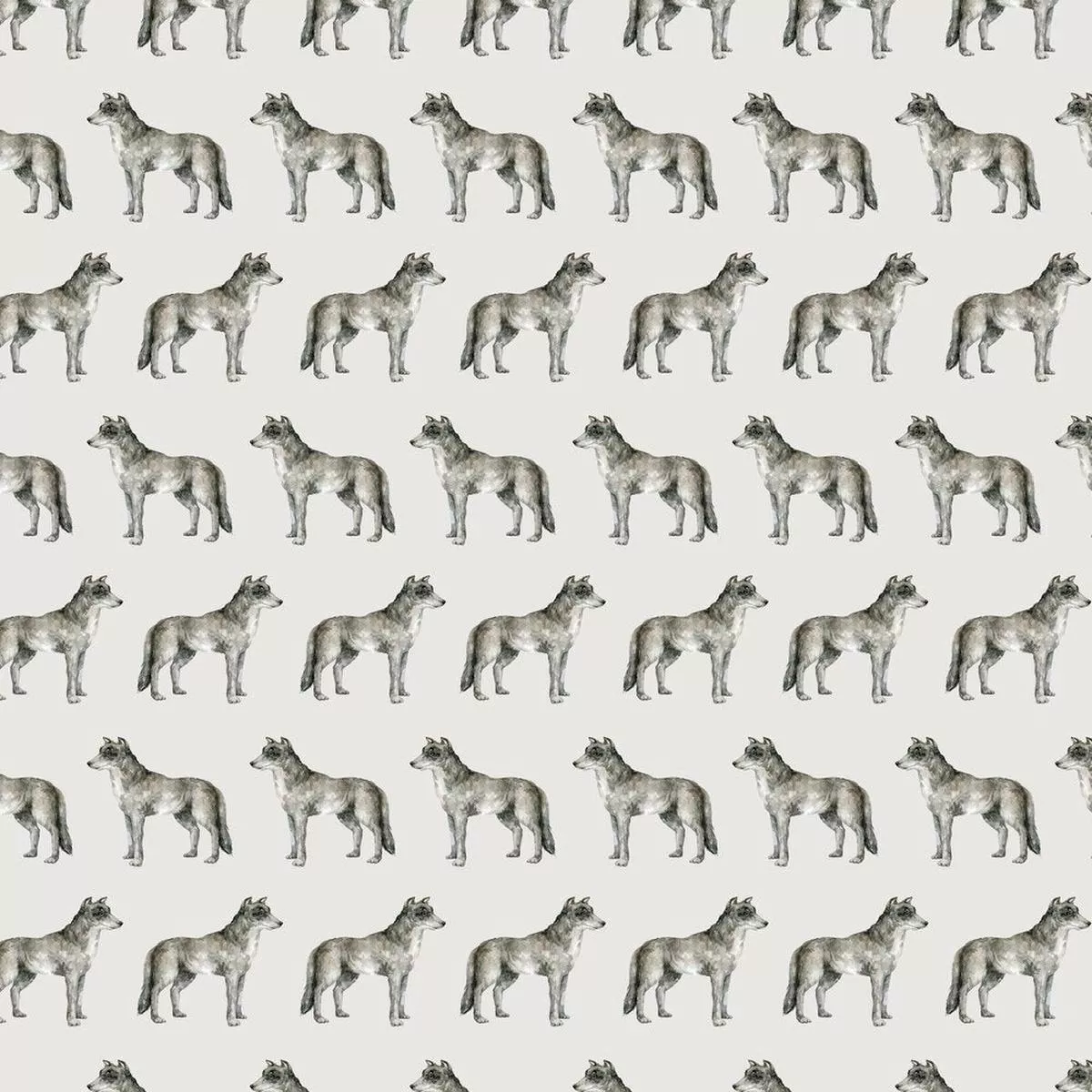 Packed Wild Grey Wolf Fabric