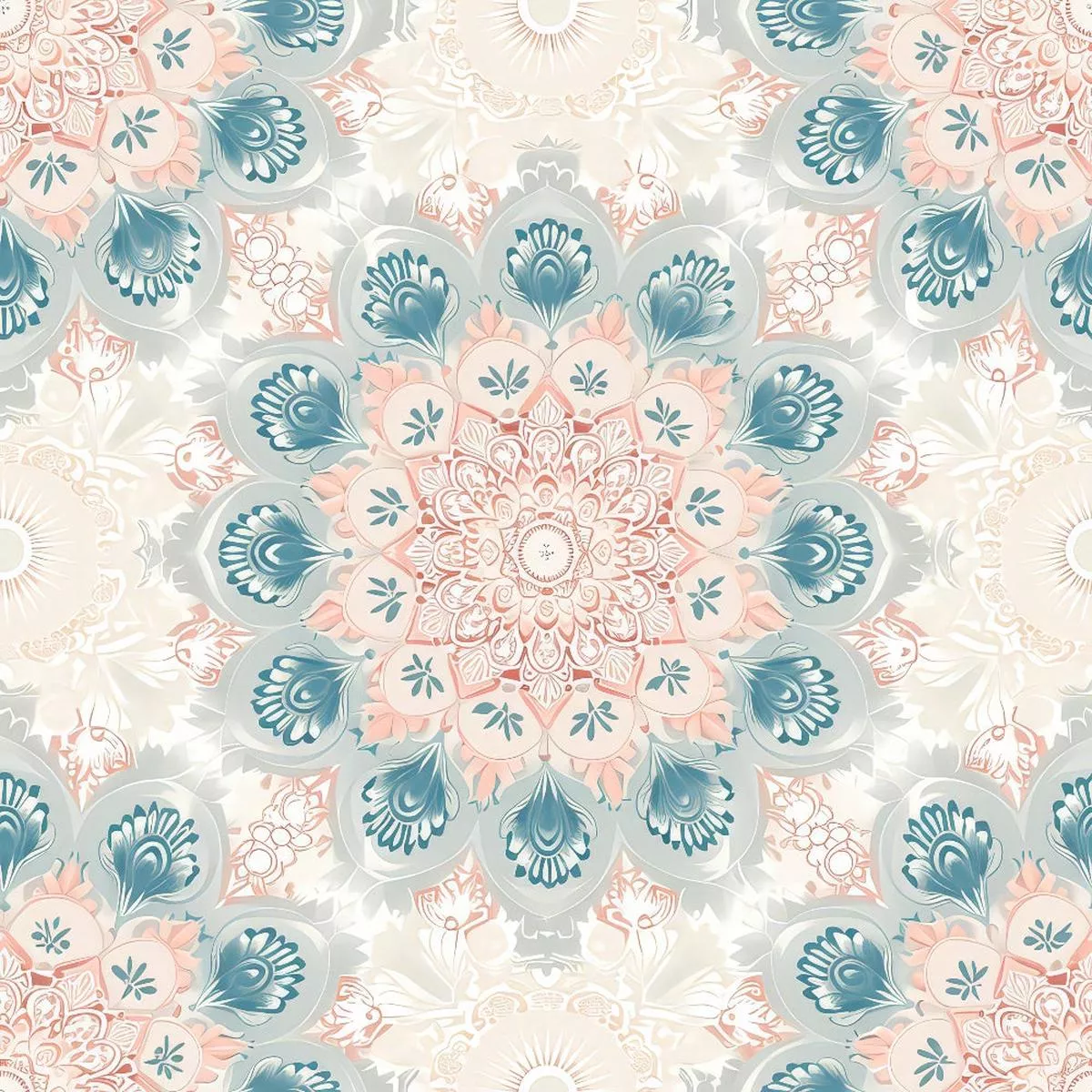 Pastel Mandala Pattern 10 Quilting Cotton Fabric