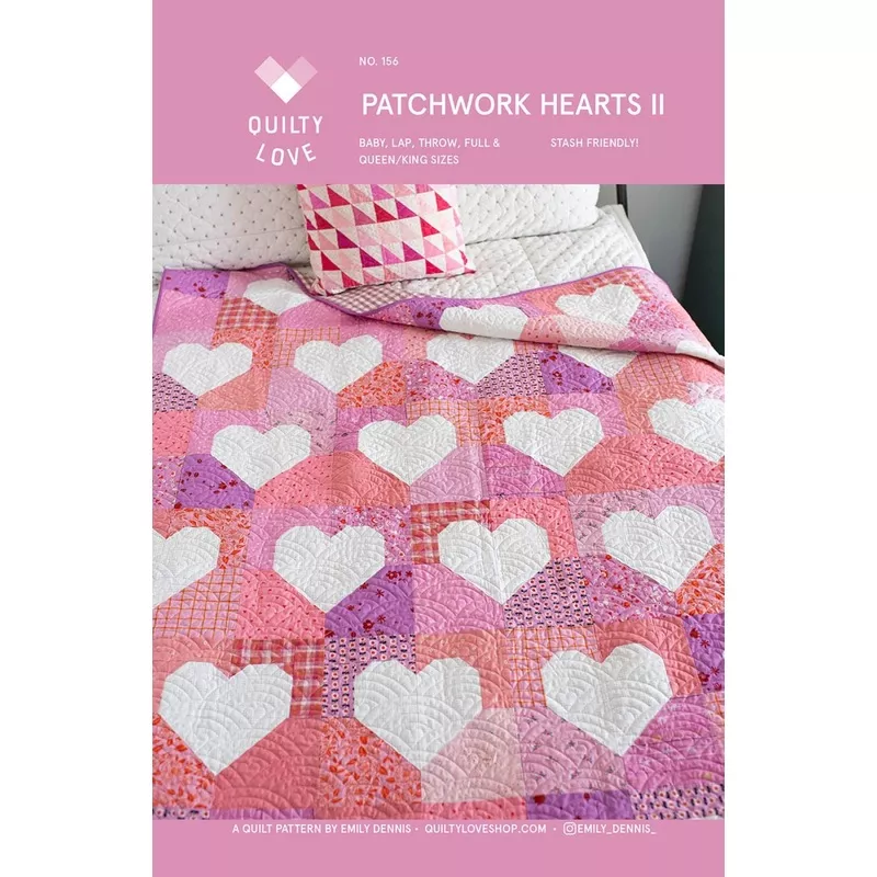 Patchwork Hearts II Quilt Pattern QLP156 by Quilty Love 5 sizes available see 2nd photo