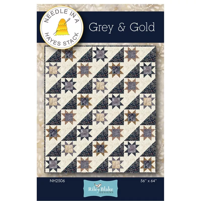 Pattern Needle in a Hayes Stack – Grey & Gold NH2506 DIGITAL DOWNLOAD