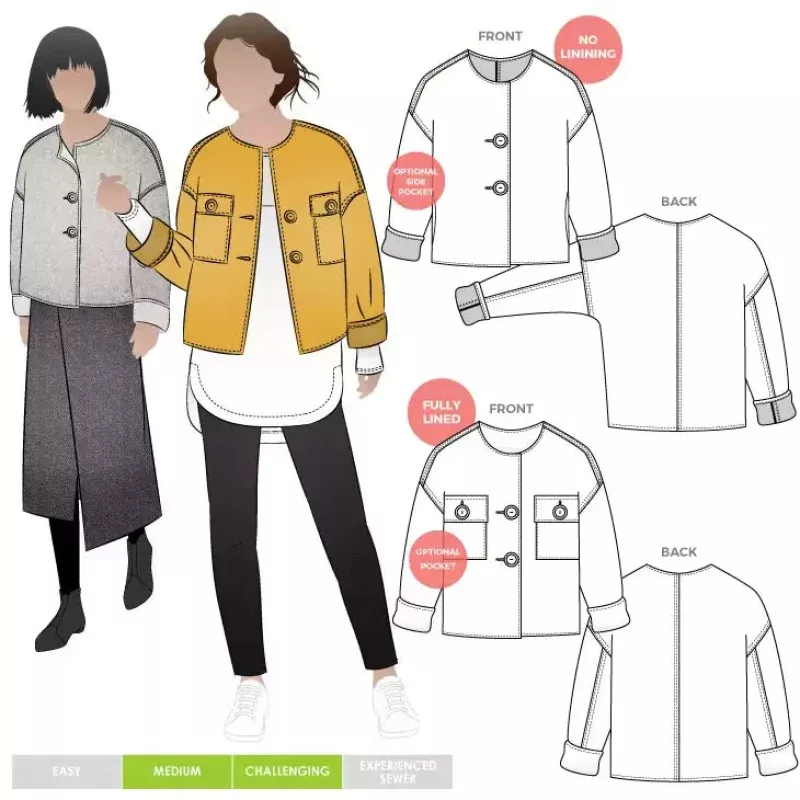 Pattern – Style Arc – Adelaide Woven Jacket – 2 size ranges